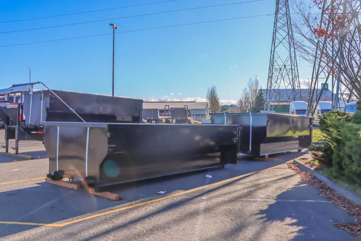 Roll-off dumpster ready for waste disposal at job site for Construction Dumpster Rental in Maple Heights